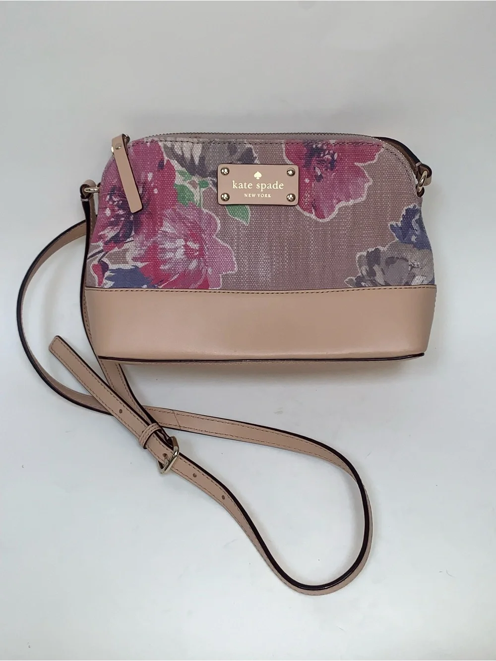 kate spade Wellesley Floral Hanna Crossbody Bag Purse Tan